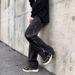 Men's High Street Retro Jeans – Relaxed Straight Leg Pants With Zip Fly & Split Hem For Urban Styling_mkmklike.com