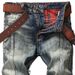 Suitable For All Seasons Patchwork Motorcycle Men's Fashion Personality Trendy Ripped Stretch Slim Straight Jeans_mkmklike.com