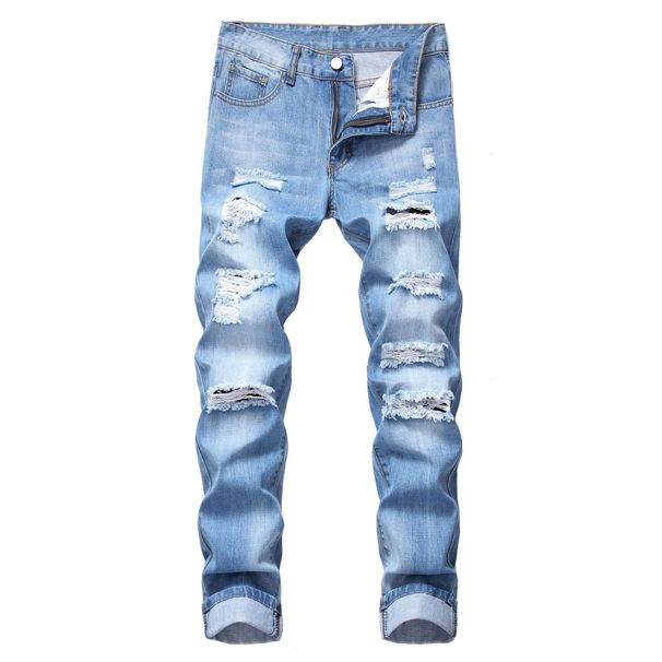 Men’s Premium Straight Leg Distressed Jeans – High-Street Fashion Cotton Denim Pants For Wholesale (3 Colors, Size 28-42)_mkmklike.com