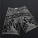Men's Clothing Summer New Washed Black And Gray Men's Denim Shorts Slim Fit Elastic Ink Splash Hole Patch Shorts_mkmklike.com