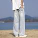 Men's Washed Wide-Leg Jeans - Vintage Straight Denim Pants For Streetwear & Casual Versatile Styling_mkmklike.com