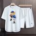 Men's Clothing 2024 Waffle Casual Summer Suit Men's Loose Teen Short sleeved T shirt Shorts Handsome Two piece Suit_mkmklike.com