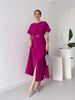 Women's Clothing new solid color fashion chest pleated belt dress long skirt_mkmklike.com