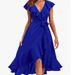 Women's Clothing new V neck short sleeved ruffled long temperament lace dress_mkmklike.com