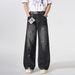 Edgy Washed Distressed Retro Design Jeans For Men And Women With Splatter Paint Graffiti Loose Straight Leg High Street Style_mkmklike.com