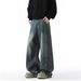 New Men's Patchwork Casual Jeans Trendy And Versatile High Street Style Retro Wide Leg Pants_mkmklike.com