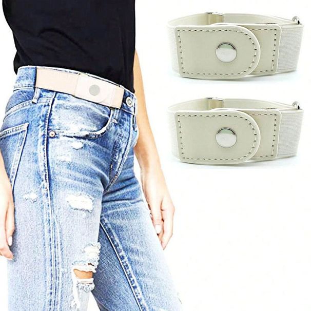 HOT 2pcs/set No Elastic Women Men Unisex Stretch For Pants Jeans Casual Buckle Free Adjustable Invisible Belt_mkmklike.com