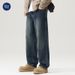 Nordmann Muqiu Clothing | Fleece-Lined Thickened American Cleanfit Washed High Street Jeans Men's Loose Straight Wide-Leg Pants_mkmklike.com