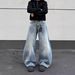 Vintage Washed High-Waisted Denim Pants – Unisex Distressed Wide-Leg Jeans With 90s Streetwear Vibe_mkmklike.com