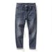 Pure 2025 Autumn Winter High-end Pure Cotton Jeans Men's Fleece-lined Thickened Slim Straight Stretch Casual Long Pants_mkmklike.com