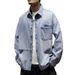 Large Size Men's Clothing New Ruffian Handsome Denim Shirt Men's Trendy Brand Plus Fat Plus Size Loose Fat Long Sleeve Shirt Men's Thin_mkmklike.com