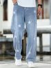 Men's Five-Pointed Star Denim Straight Leg Pants American Fashion Wide Leg Street Style Spring New_mkmklike.com