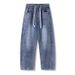 Men's Curved Blade Jeans Loose Wide Leg Casual Pants Spring New Style Versatile For Men And Youth_mkmklike.com