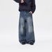 Men’S High Street Distressed Jeans – Relaxed Wide-Leg Straight Fit With Vintage Wash & Hand-Stitched Details (87.6% Cotton, Retro Blue)_mkmklike.com