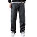 Double Knee Washed Retro And Old Jeans Men's Autumn And Winter New Plus Size Pants Loose Straight Japanese Jeans_mkmklike.com