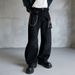 Men's Distressed Black Straight Leg Jeans - Casual Denim Pants With Hand-Painted Details For Teenagers & Young Adults_mkmklike.com