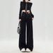 High Waist Fleece-Lined Black Thickened Straight-Leg Jeans For Women, Autumn Winter 2025 New Loose Draped Wide-Leg_mkmklike.com