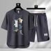Men's Clothing Summer fashion brand new casual short sleeved sports five point pants two piece suit men's large size loose T shirt top_mkmklike.com