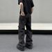 High Street Straight Tube Micro Flared Splicing Jeans With Niche Design, Three-Dimensional Cutting Trend Pants, Men_mkmklike.com