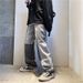 Men's Streetwear Patchwork Jeans – Loose Fit Straight-Leg Drop-Crotch Pants (Black/Blue, S-3xl) Relaxed Fit With Drop Crotch_mkmklike.com