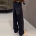 ELLE Black Slim Straight Jeans For Women 2025 New Spring Autumn Thin Plus Size High Waist Slimming Floor-Length Pants_mkmklike.com