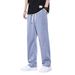 Men's Summer Ice Silk Jeans Loose Fit Ultra Thin Lyocell Straight Leg Durable Drawstring Work Pants_mkmklike.com