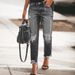 Women’s Clothing hole free elastic retro fashion denim trousers for women_mkmklike.com