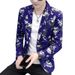 Fashionable and personalized floral for men in autumn, new Korean version of youth slim fit one button suit jacket_mkmklike.com