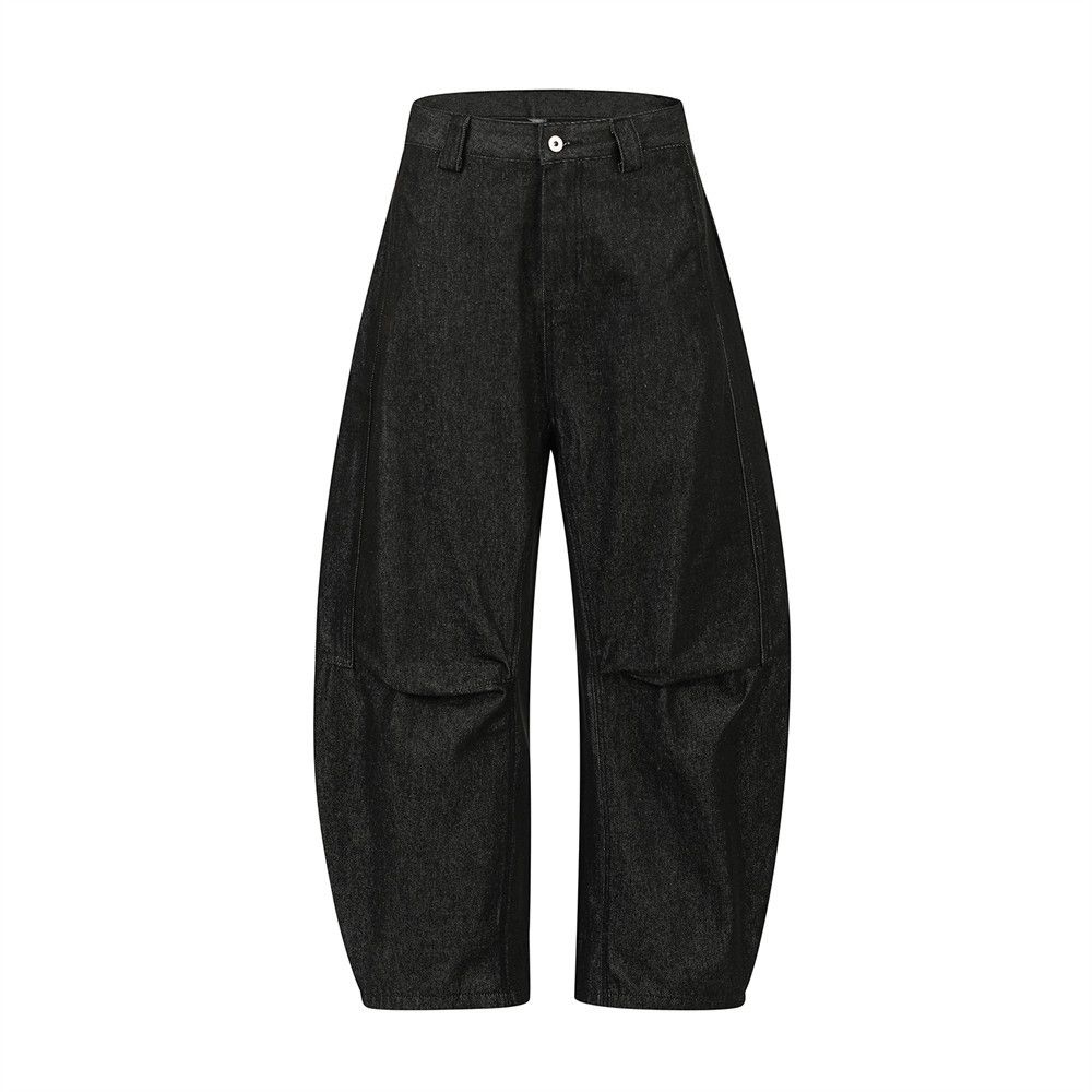 Loose Scimitar Jeans For Men Versatile Long Vibe American High Street Trendy Pleated Design Silhouette Banana Pants_mkmklike.com