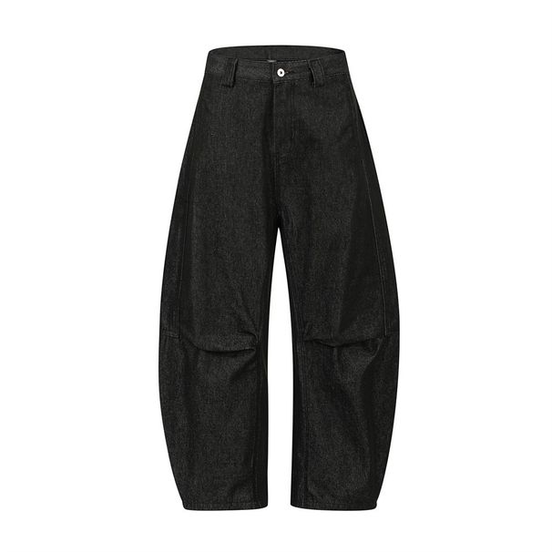 Loose Scimitar Jeans For Men Versatile Long Vibe American High Street Trendy Pleated Design Silhouette Banana Pants_mkmklike.com
