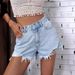 Trendy Girl Closet Trendy Girl Closet 47#In Stock - 35865# Cross-Border Women's Fashion INS New Casual High-Waisted Frayed Ripped Denim Shorts_mkmklike.com