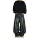 American Washed, Worn, Dirty, Dyed, Ripped Jeans, Men's And Women's Trendy Brand Loose Wide Leg Pants, Floor Bending_mkmklike.com