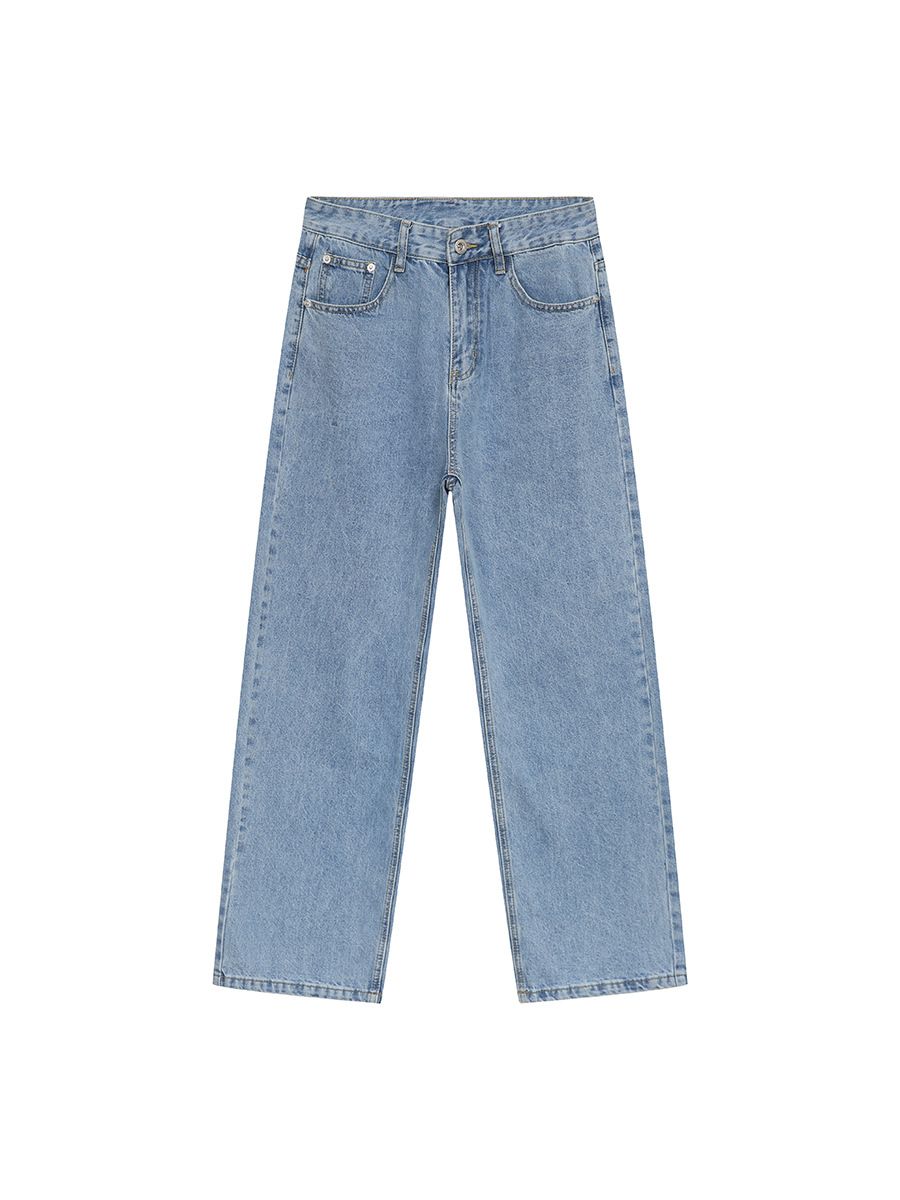 Men's Clothing Spring New Products Hong Kong Style Simple Classic Basic Washed Light Color Jeans Trend_mkmklike.com