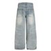 Punk Washed Gradient Water Ripple Jeans Men's Loose Wide Leg Vibe Trendy Distressed Straight Pants_mkmklike.com