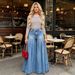 Women's Casual Jeans, New Women's Fashion Washed Pleated Wide Leg Pants_mkmklike.com