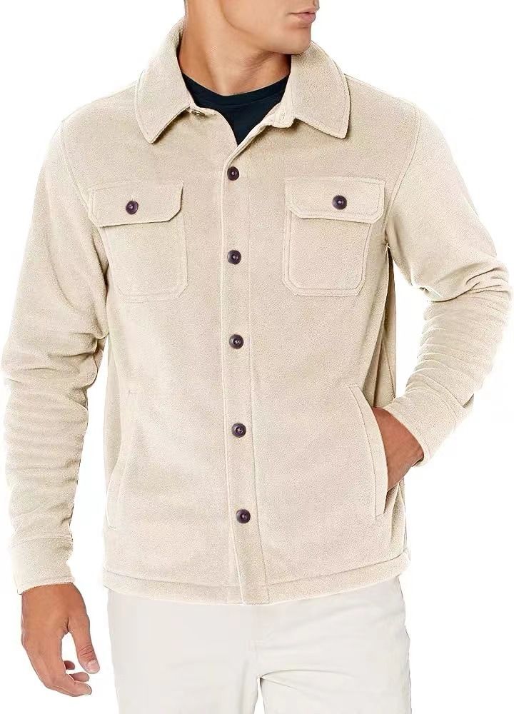 Cross-Border European And American Long Sleeve Button Cardigan Stand Collar Workwear Jacket Men's Outerwear Multi-Pocket_mkmklike.com