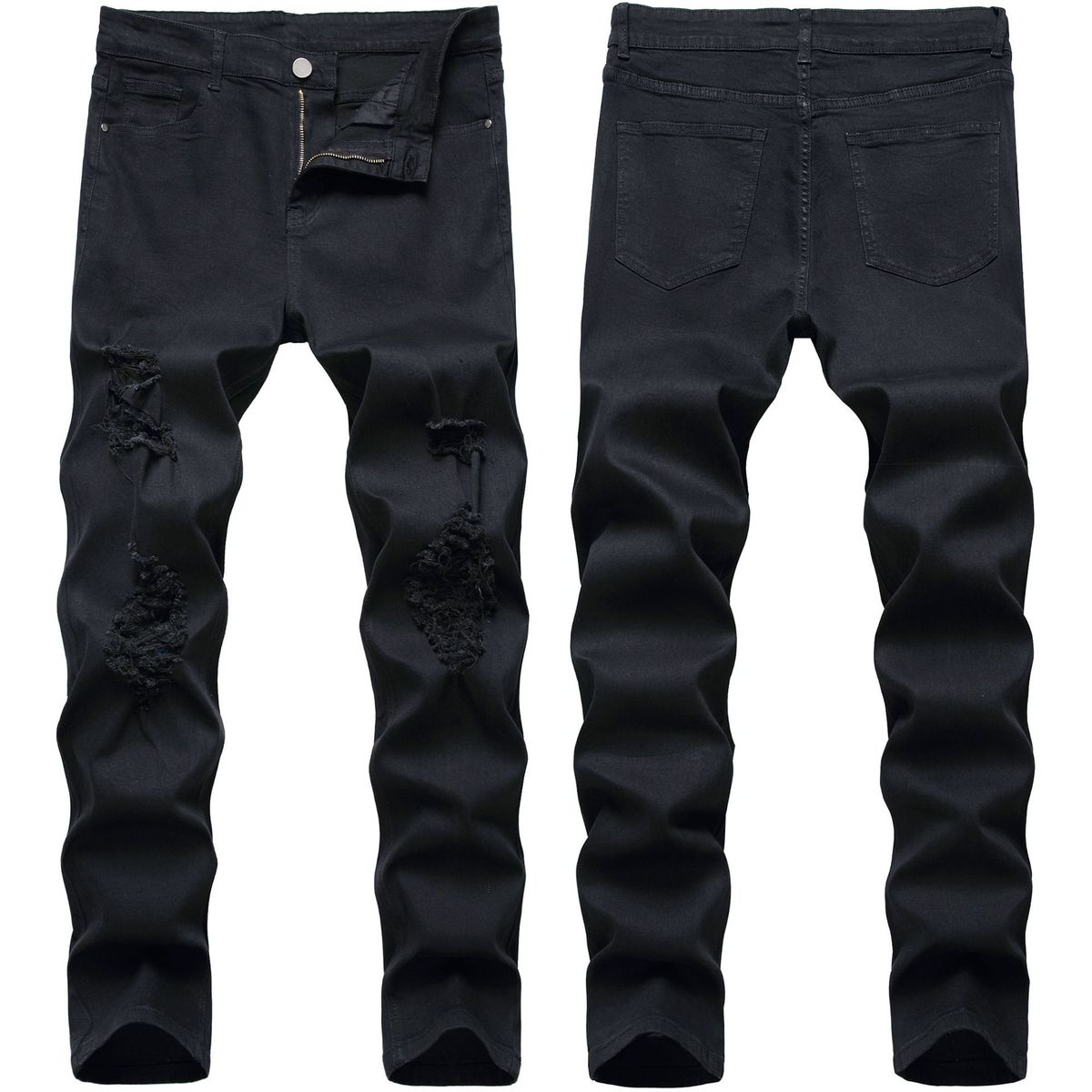 Men's Clothing Jeans Elastic Small Straight Casual Versatile Slim Pants_mkmklike.com