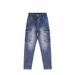 Spring New Stretch Overalls Men's Multi-pocket Street American Jeans Men's Fattened Plus Size Jeans_mkmklike.com