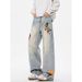 Vintage Niche Design Crochet Series Jeans For Men And Women, Loose Clean Fit, High Street Casual Versatile Pants_mkmklike.com