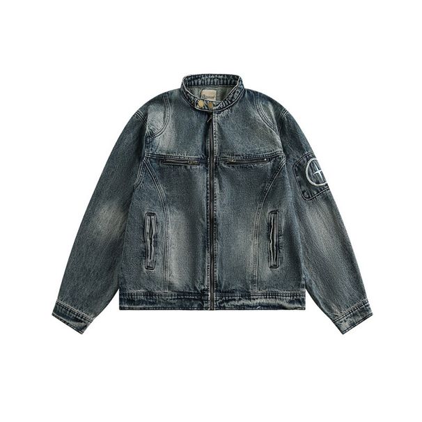 Retro Washed Vintage Zipper Denim Jacket, Cool And Loose, Versatile Top_mkmklike.com