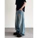 American Cleanfit Old Blue Jeans Men's Summer Trendy High Street Straight Versatile Loose Wide-leg Trousers_mkmklike.com