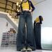 Plus-size American Retro Jeans Women, Autumn High-waisted Straight Pear-shaped Body, Slimming Wide-leg Long Pants For_mkmklike.com