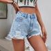 Women's Distressed Denim Shorts – High-Quality Cotton Blend, Hand-Ripped Details, Streetwear Staple (XS-XL, Mid-Rise, Blue & Grey Washes)_mkmklike.com