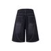 Men's Loose Fitting Slightly Stretchy Denim Shorts Straight Leg Five Point Length Embroidered Side Pockets American Retro Style_mkmklike.com