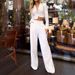 Women's Clothing autumn new fashion home simple asymmetric long pure white trousers_mkmklike.com