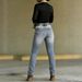 High Waist Slim Fit Rhinestone Embellished Skinny Jeans Straight Leg Women's Denim Jeans_mkmklike.com