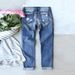 Women's clothing Women's Valentine's Day Elements Women's Denim Print Loose High Waist Pocket Straight Pants_mkmklike.com