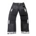 Men's Clothing Menswear Trendy Patchwork Distressed Washed Denim Cargo Pants With Hand Painted Details, Black Briefs._mkmklike.com