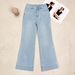 Light Blue Tencel Cotton Wide-brimmed Flared Jeans For Women, 2026 Spring, Stretchy High-waisted Slim-fit Bell-bottom_mkmklike.com