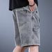 Men's Loose Fit Distressed Shorts Wasteland Style Heavy Duty Washed And Pleated Five Point Blue Denim New Summer Collection_mkmklike.com